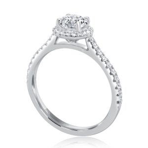 Amber Skinny Band Diamond halo engagement ring