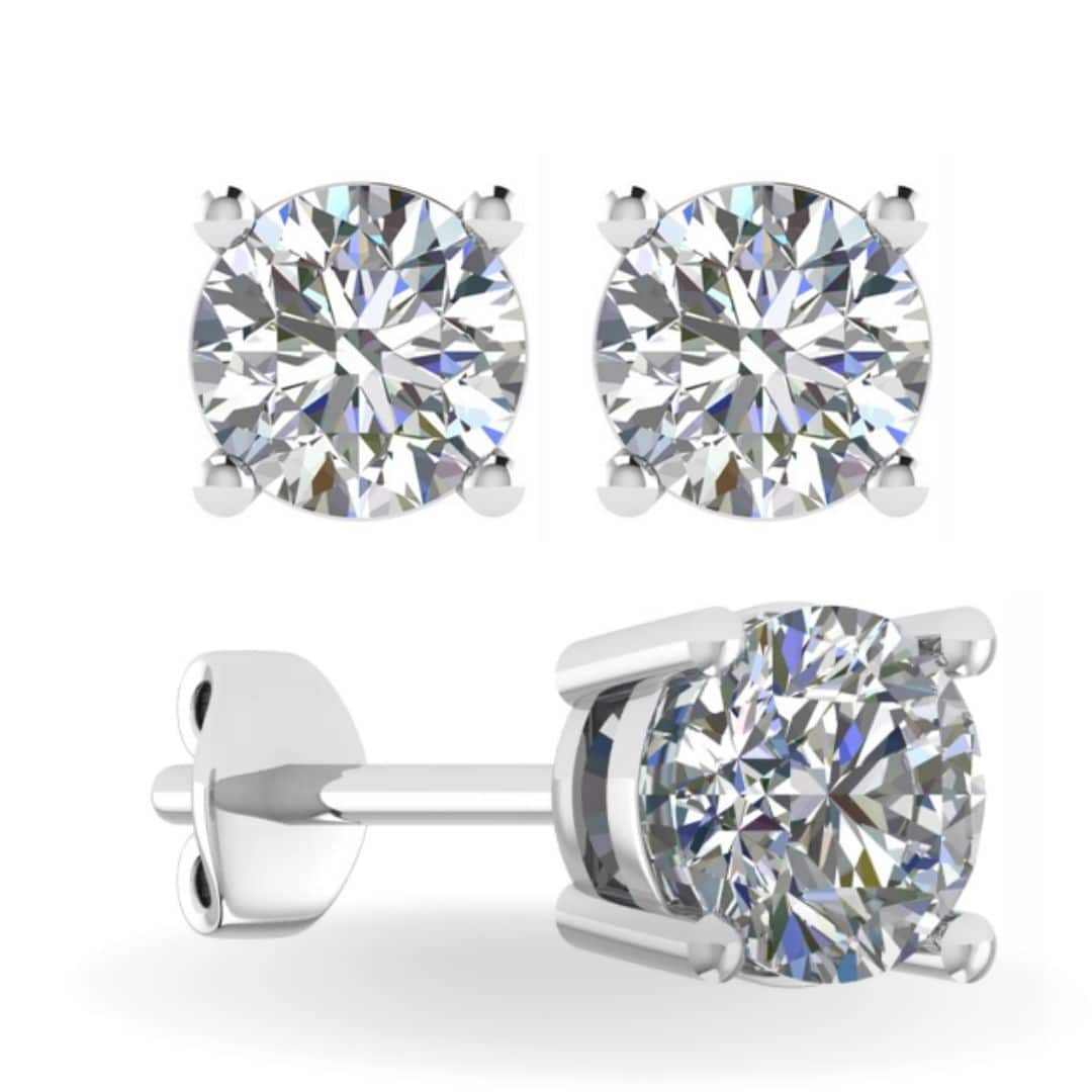 2ct Lab Grown round cut diamond earrings