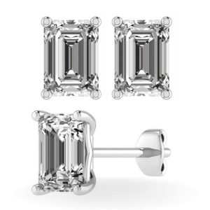 Lab Grown Earrings Emerald Cut
