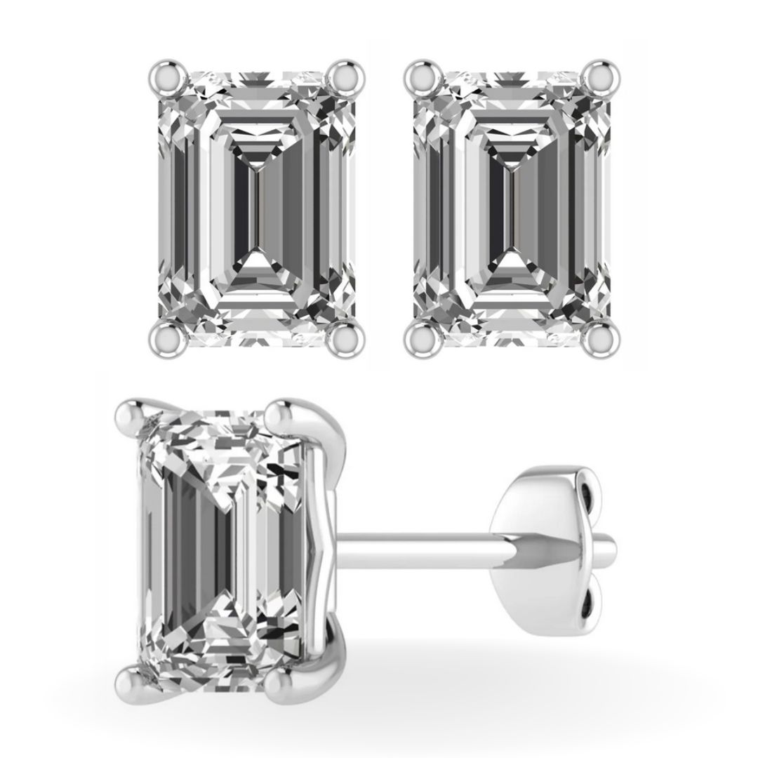 Lab Grown Earrings Emerald Cut