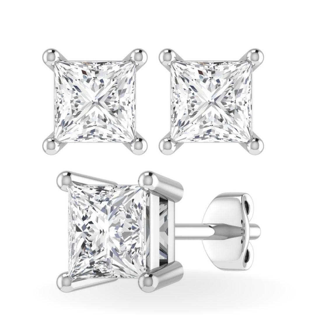 Lab Grown Earrings - princess cut