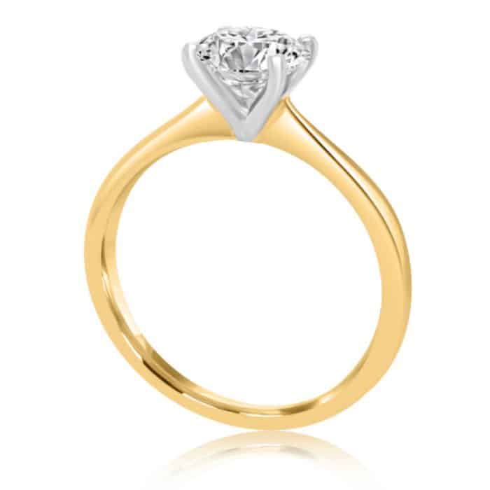 Open Setting yellow and white gold claw engagement ring