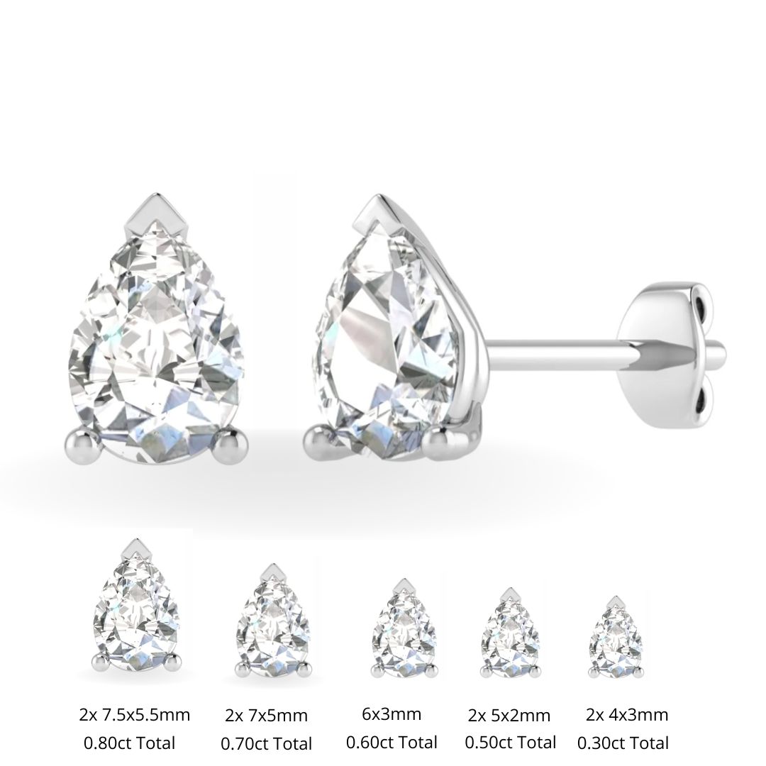 1ct total Pearshape D VS1 Lab Grown Diamond Earrings each)