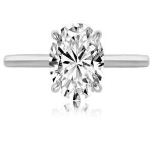 Platinum 2ct diamond cut Oval engagement ring top view