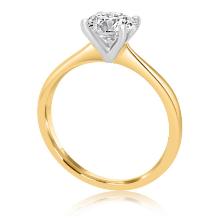 Yelllow Gold diamond engagement ring 4 claw open setting