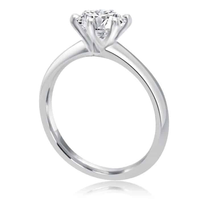 platinum or white gold six claw classic engagement ring
