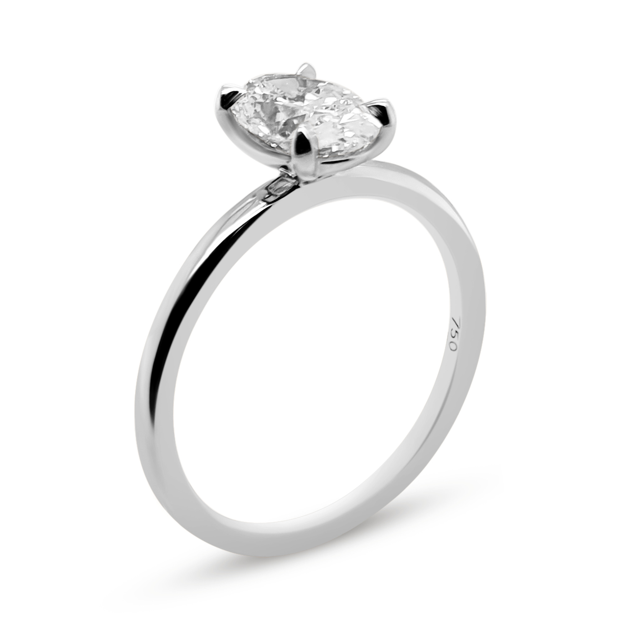 18ct White Gold Oval Diamond Halo Engagement Ring | My Jewellery Shop