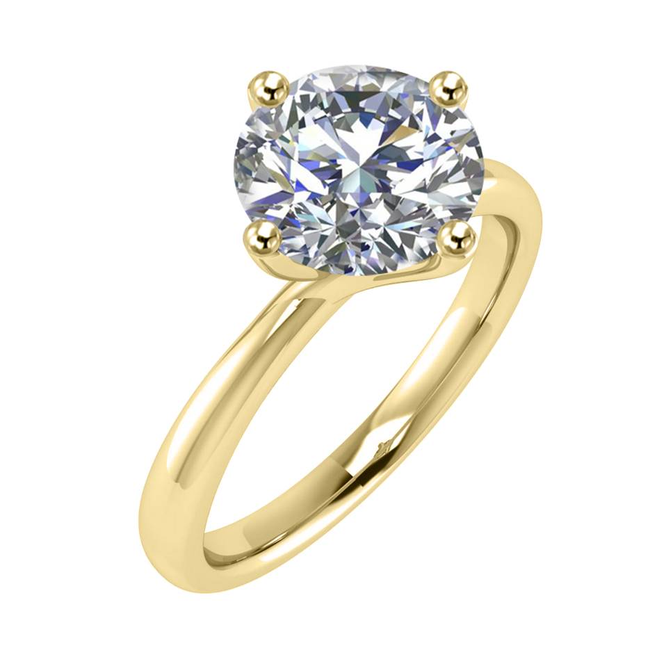 yellow gold 4 claw twist prongs solitaire diamond engagement ring