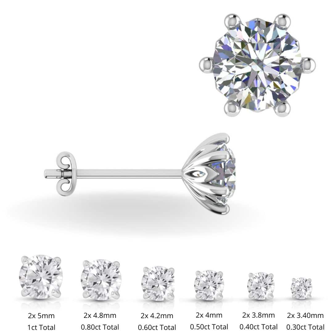 Lab grown diamond earrings 6 claw setting