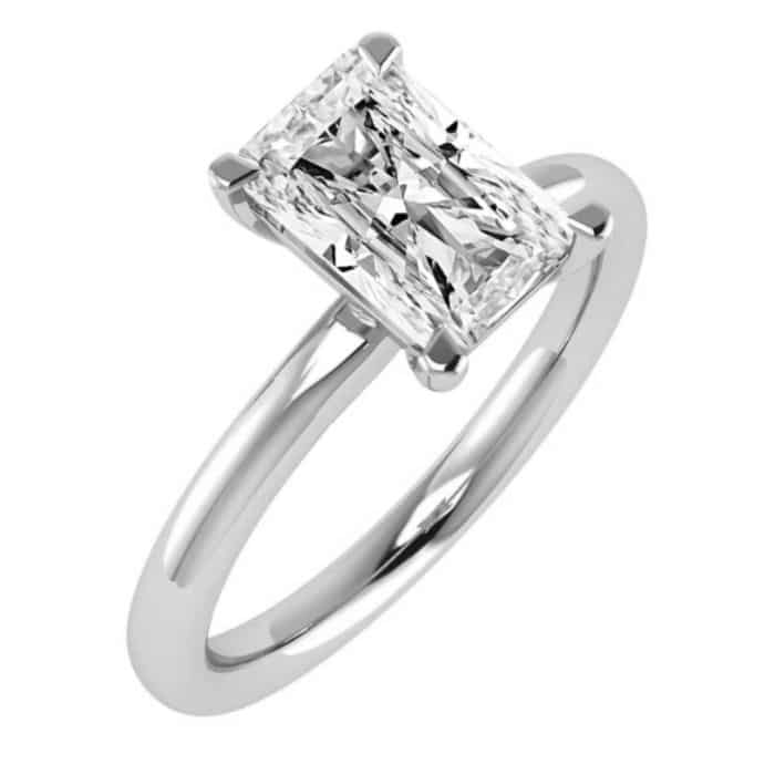 Radiant Cut diamond Engagement ring prong set solitaire yellow gold 3 Talon Claws