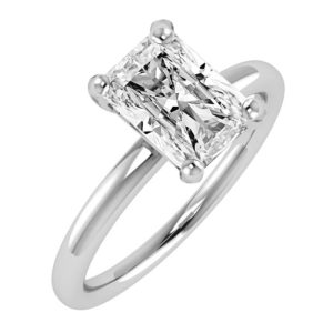 Classic radiant cut diamond solitaire engagement ring