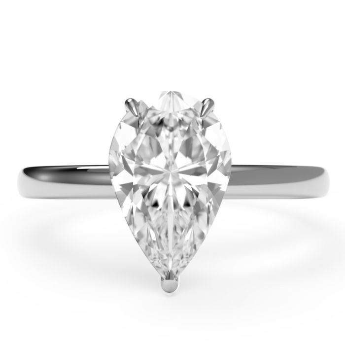 birds eye view of a pear cut diamond solitiare engagement ring