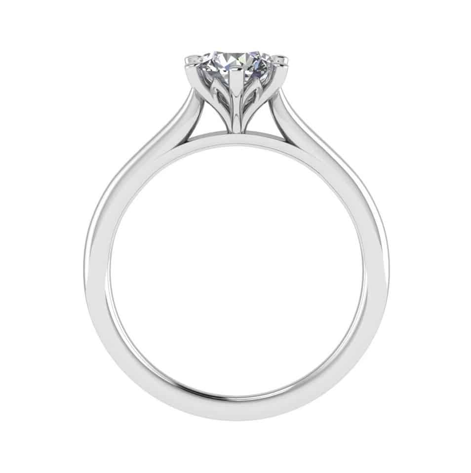 Side view of a 6 claw engagement ring