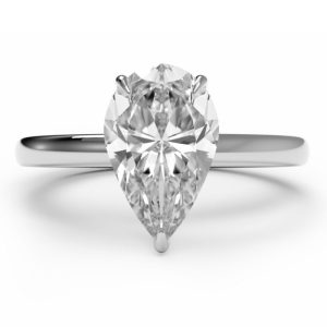 Image of a pear cut white gold or platinum gold diamond ring
