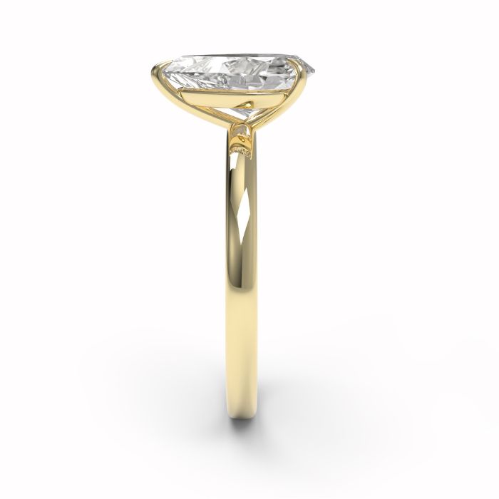 Image of a pear cut diamond ring from the side