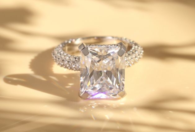 4ct Lab grown Radiant Cut Diamond Ring