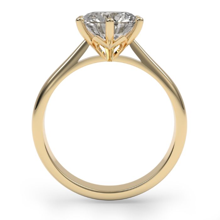 Belinda round cut 18k yellow gold six claw Diamond engagement Ring front view