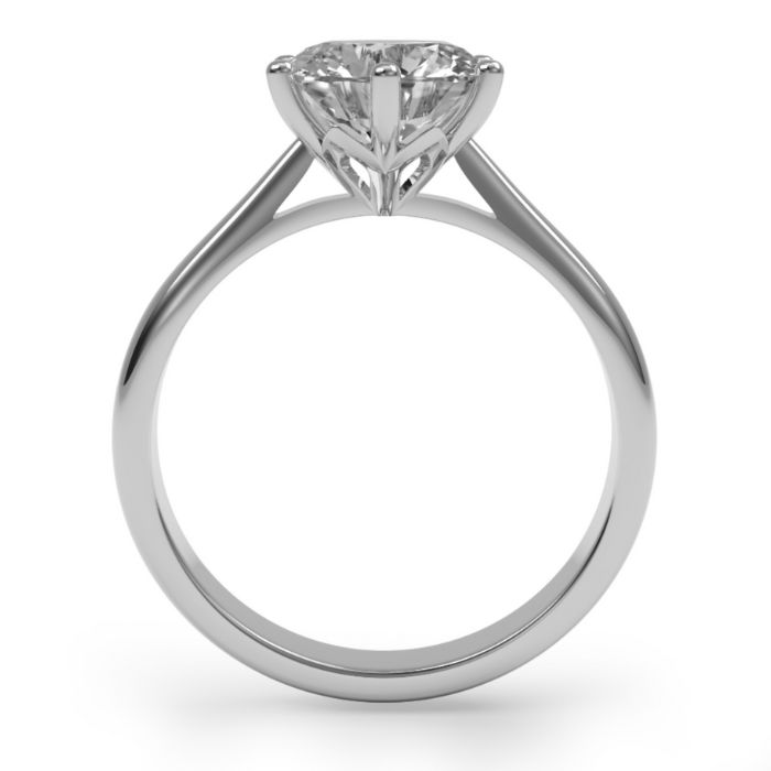 Belinda round cut platinum six claw Diamond engagement Ring front view