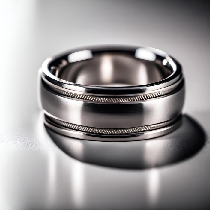 Mens 6mm platinum wedding band with two millgrian scores