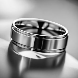 Mens modern scored wedding band in platinum
