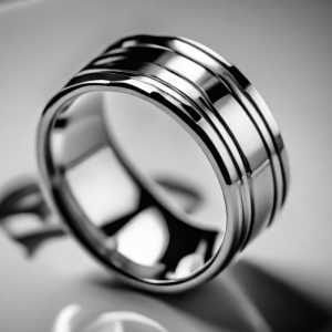 Mens scored wedding band in platinum