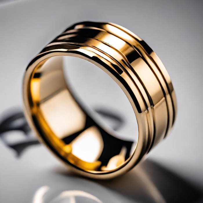 Mens scored wedding band in yellow gold.jpg