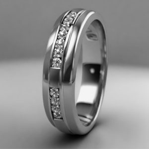 mens platinum diamond set wedding band