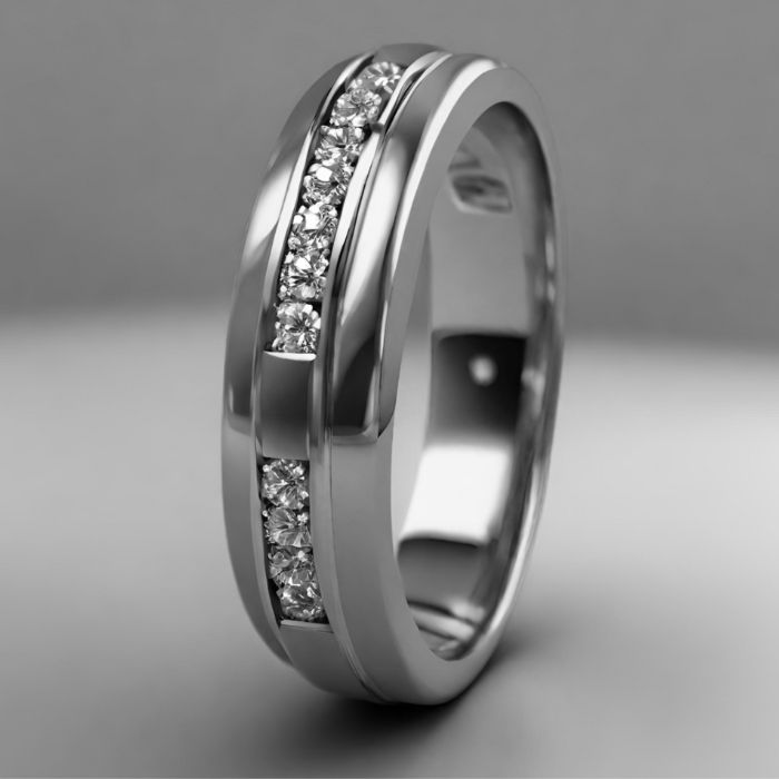 mens platinum diamond set wedding band