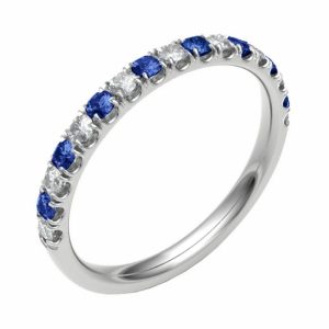 Blue Sapphire and Diamond set Wedding Band