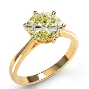 1.50ct Intense yellow diamond oval cut diamond solitaire egagement ring