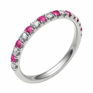 Pink Ruby and Diamond set Wedding Band