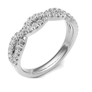 Platinum diamond crossover wedding band