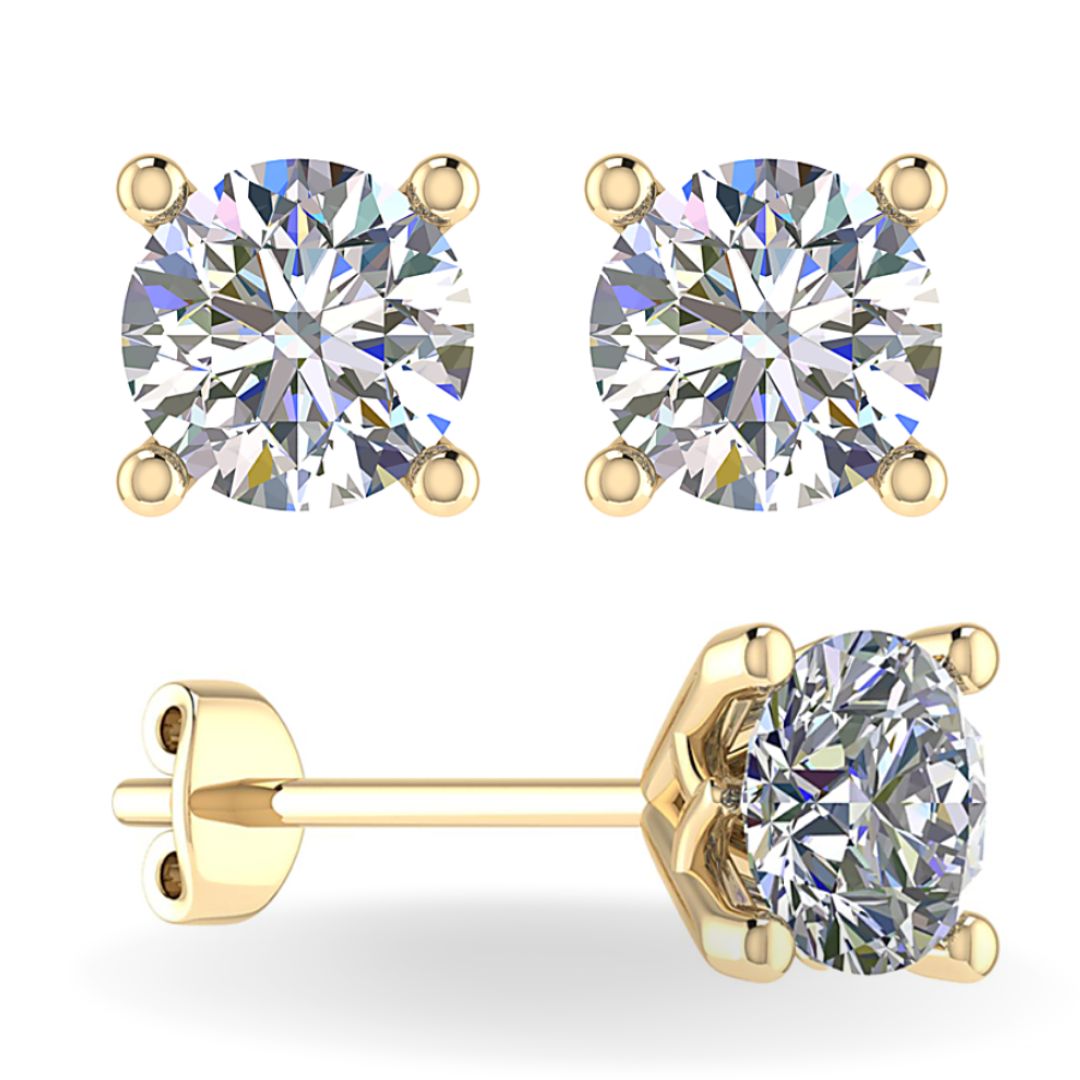 Lab Grown Diamond Earring Studs yellow Gold