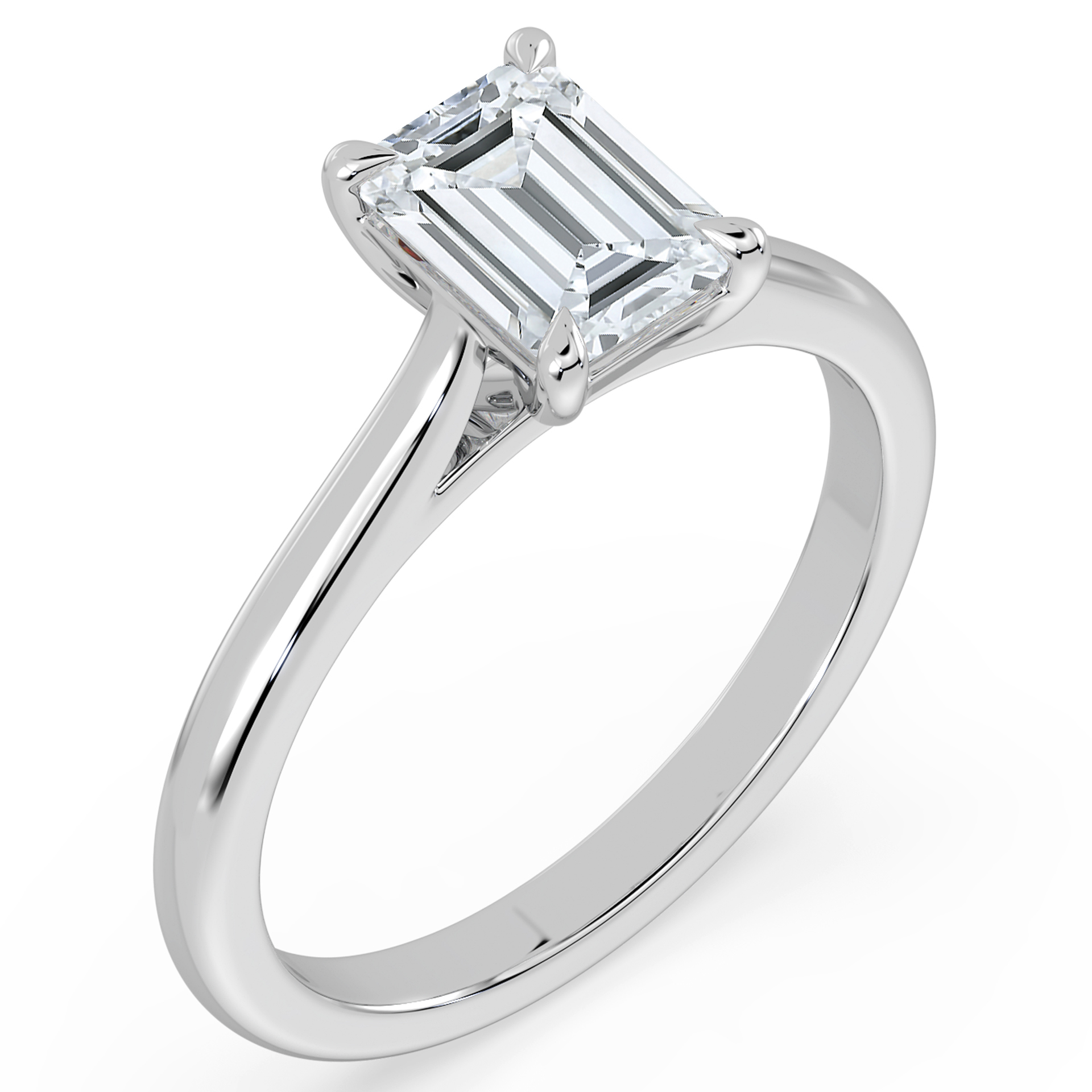 White gold & platinum Emerald Solitaire Engagement ring