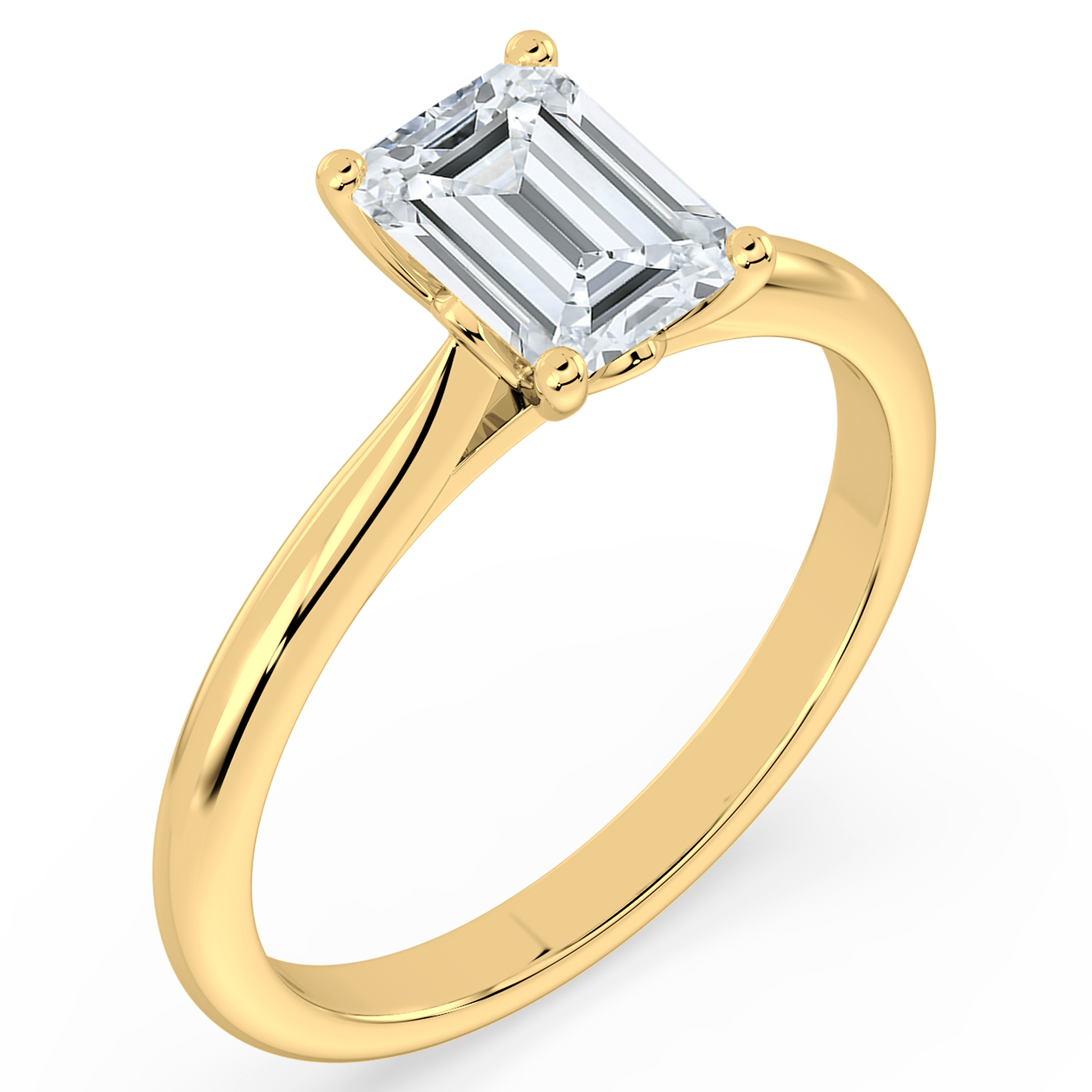 Yellow Gold Emerald Cut Diamond Solitaire Engagement Ring
