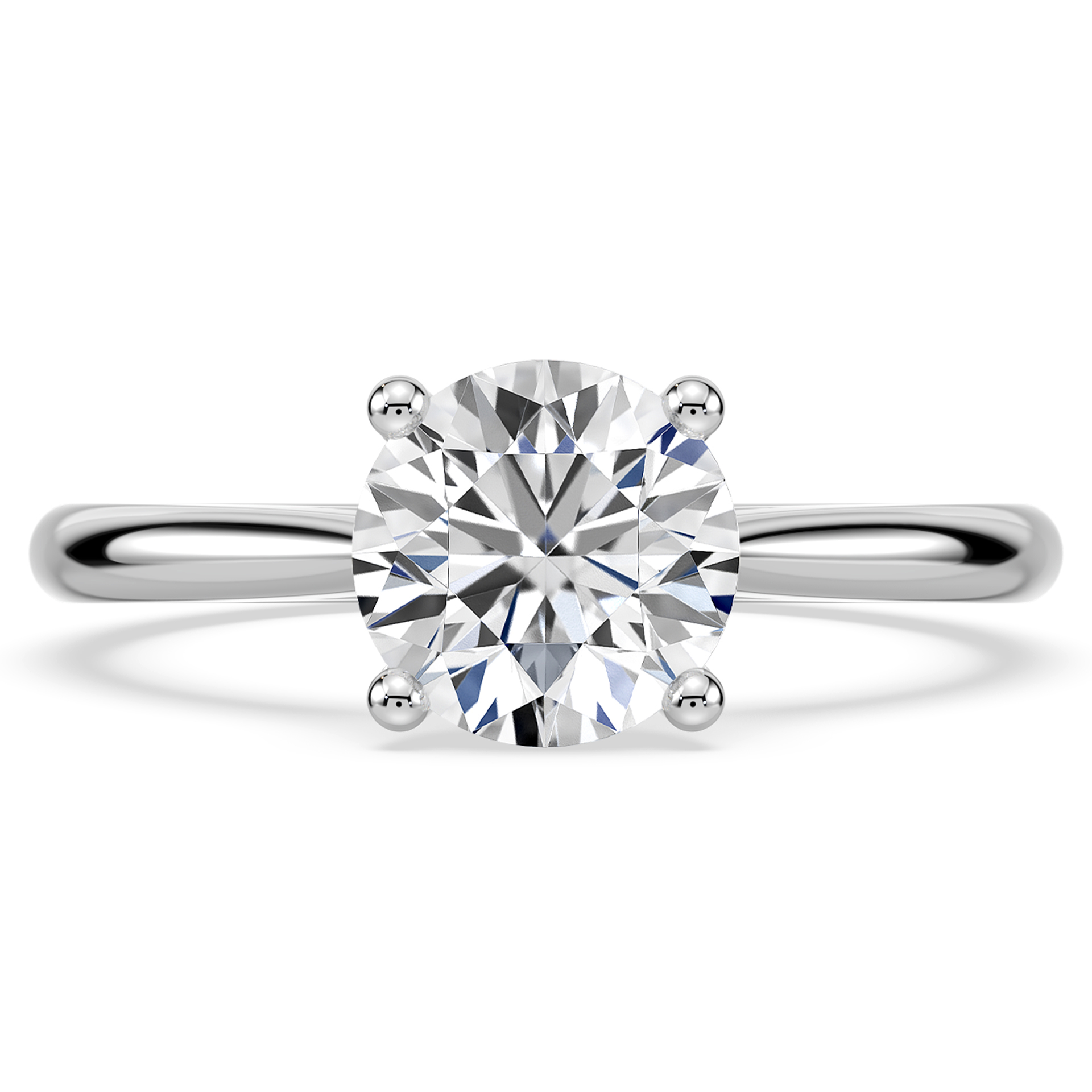 Platinum gold Four claw lotus setting diamond engagement ring - alyssa top view