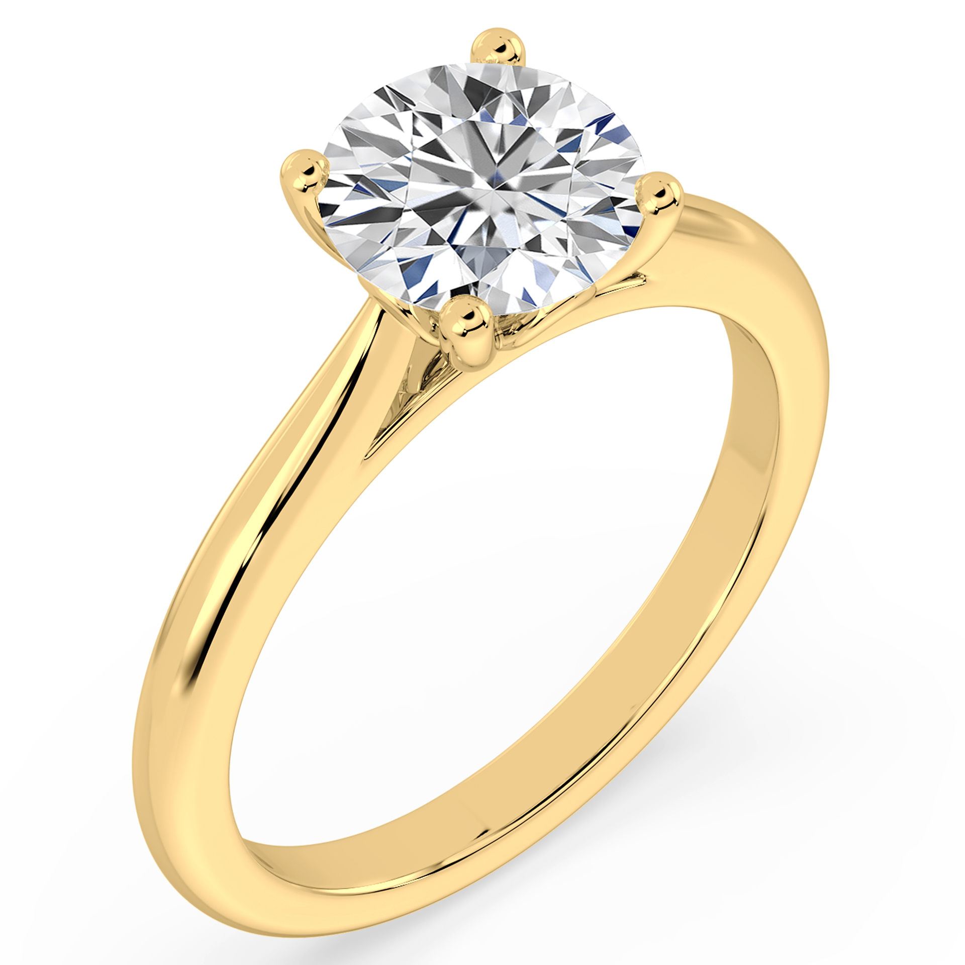 yellow gold Fourt claw lotus setting diamond engagement ring - alyssa