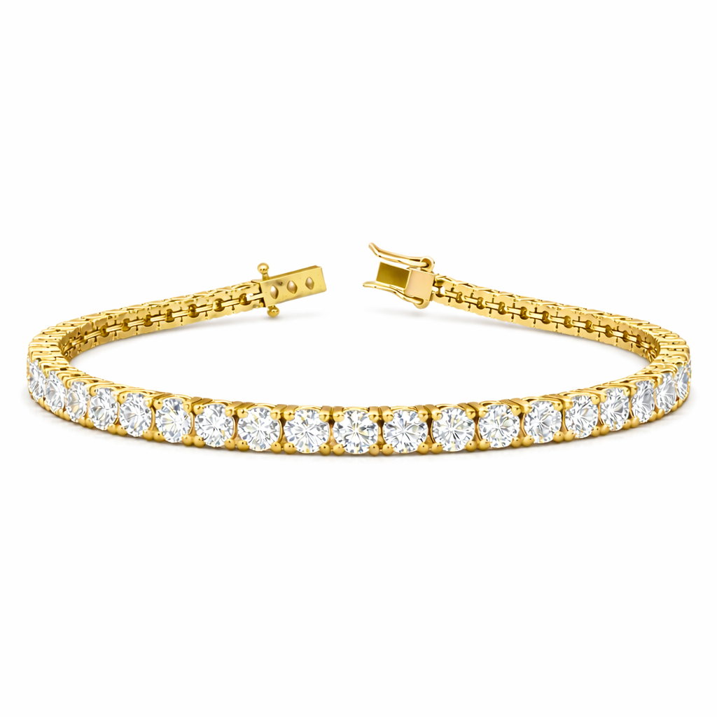 10ct lab grown round diamond tennis bracelet in 18k yellow gold
