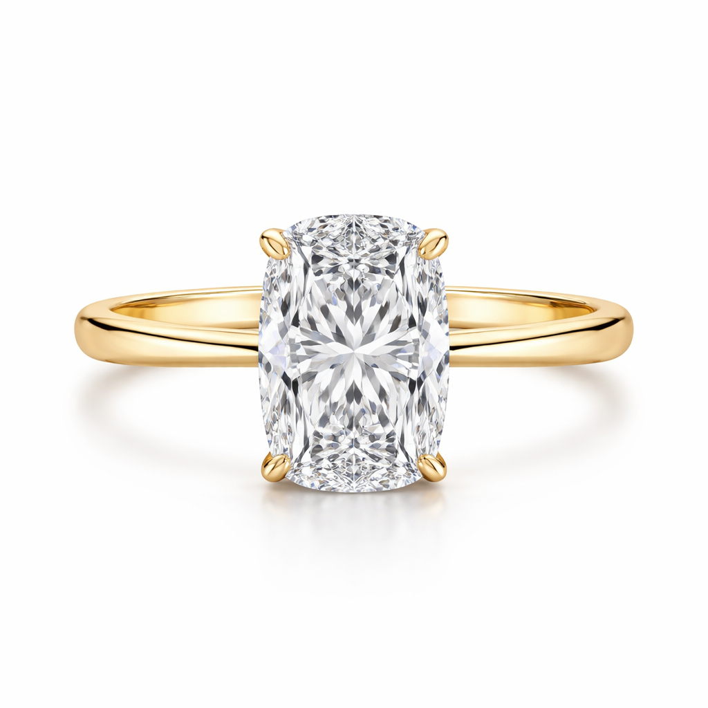 3ct lab grown Elongated cushion top view 2