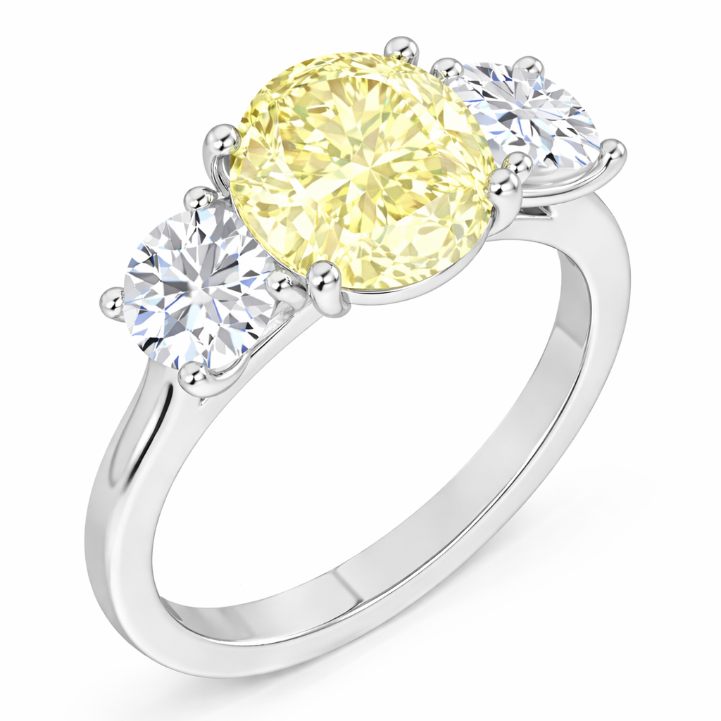 2ct platinum Diamond Ring Trilogy - Fancy light round yellow diamond