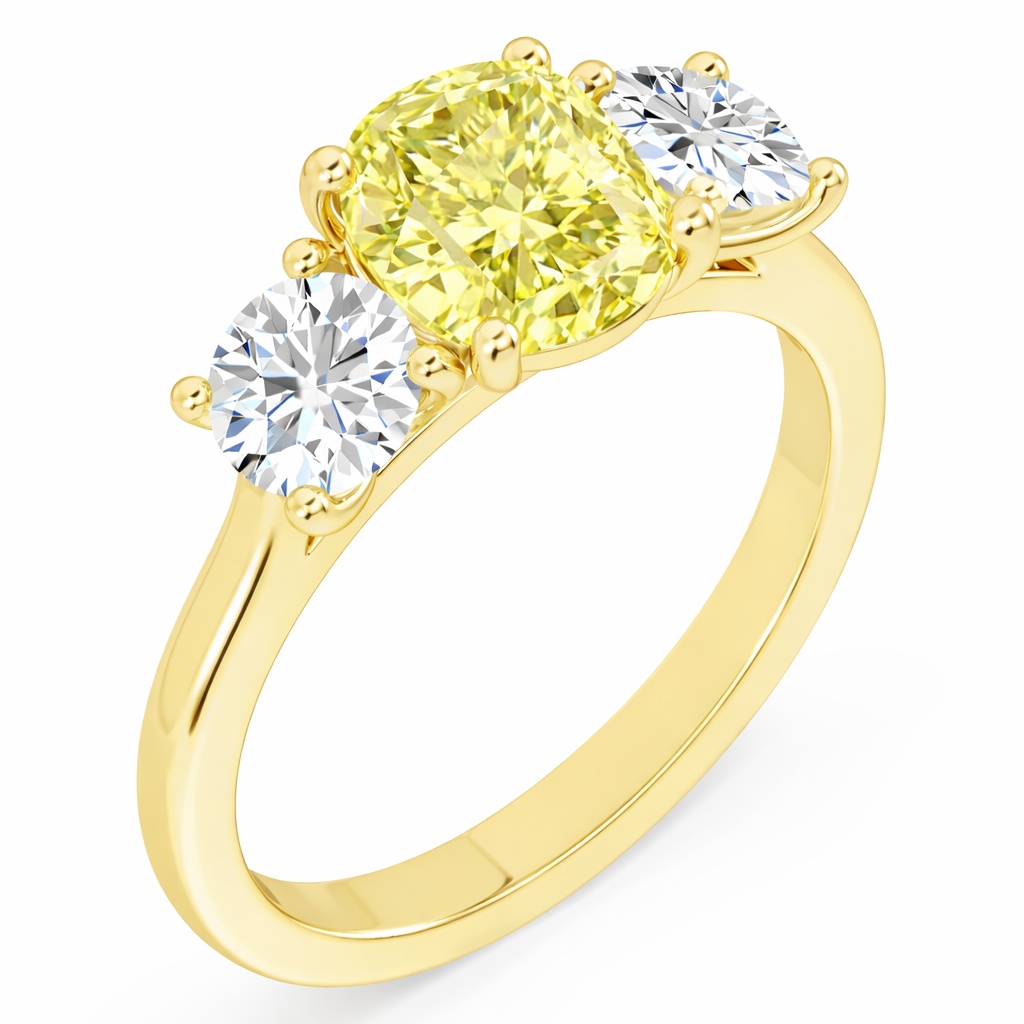 Yellow Gold Diamond Ring Trilogy - Fancy light yellow
