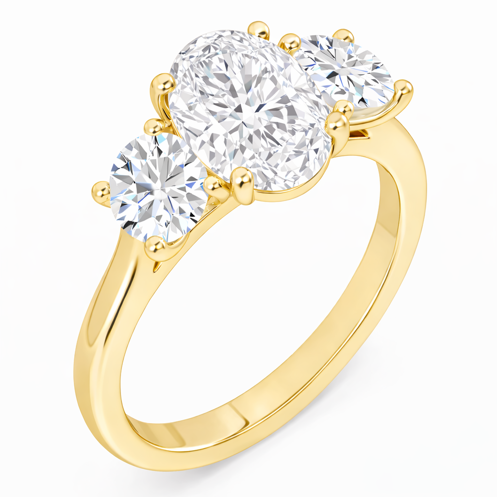 Lab gorwn Diamond Trilogy Engagement ring with an Oval Centre diamond