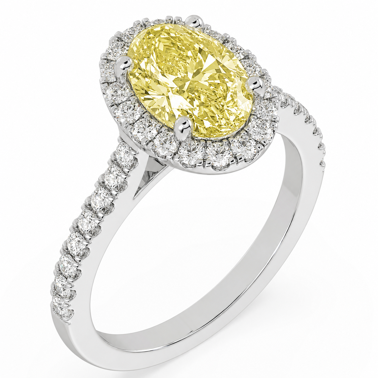 Oval Hidden Halo with a yellow dimaond Centre (Lab grown)